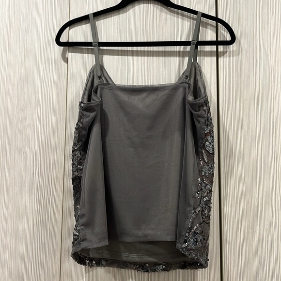 White House Black Market | Sequin Flower Cami |‎ Grey | Small - Picture 6 of 15